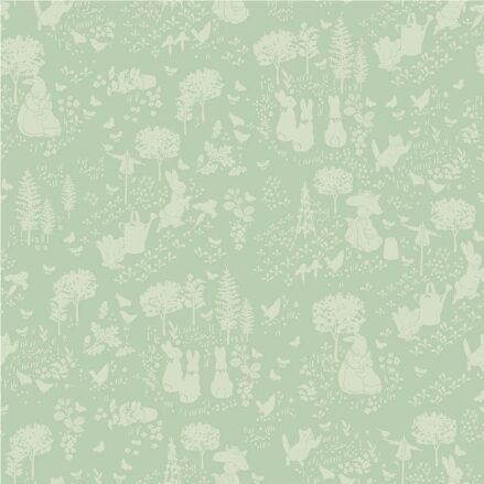 Peter Rabbit and Benjamin Bunny fabric: Tonal, Green