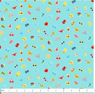 Pool Party fabric: Party Scatter Turquoise (per 1/4 metre) Pool Party fabric: Party Scatter Turquoise (per 1/4 metre)