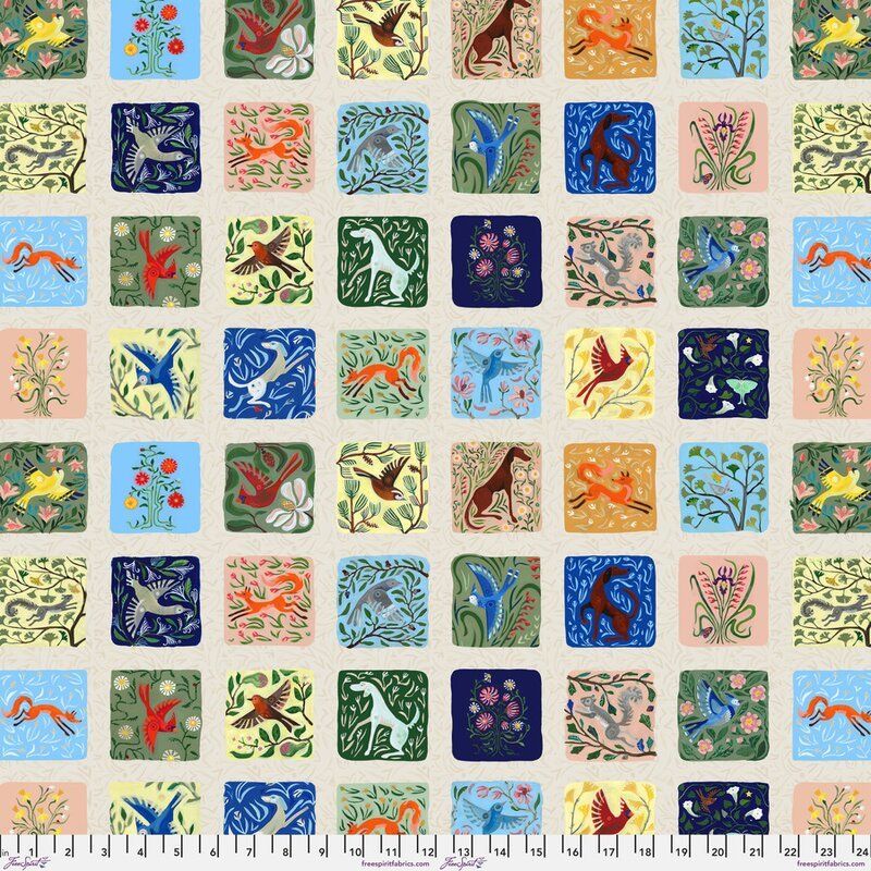 Backyard Wonder fabric: Story Teller's Tiles, 32cm Panel Backyard Wonder fabric: Story Teller's Tiles, 32cm Panel