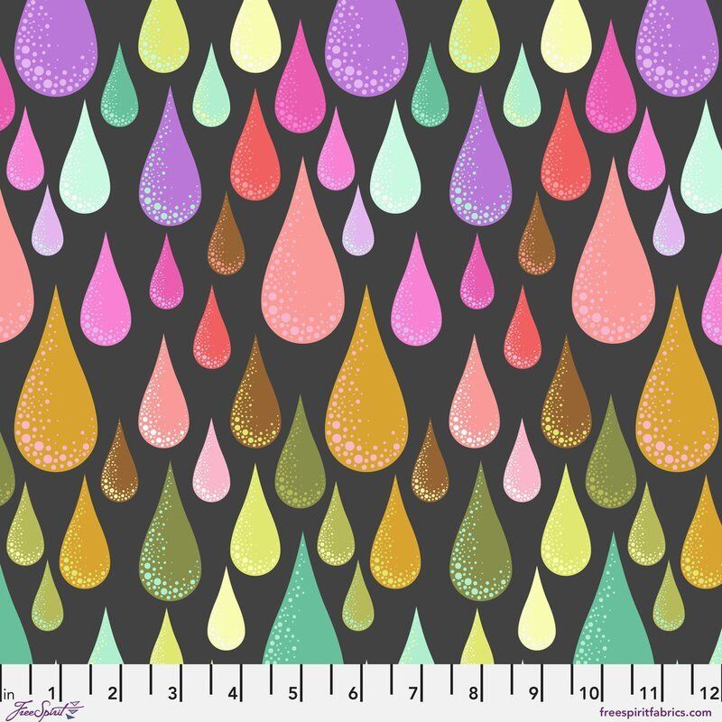 Tula Pink, Prince Charming Deja Vu fabric: Dew Drops, Licorice