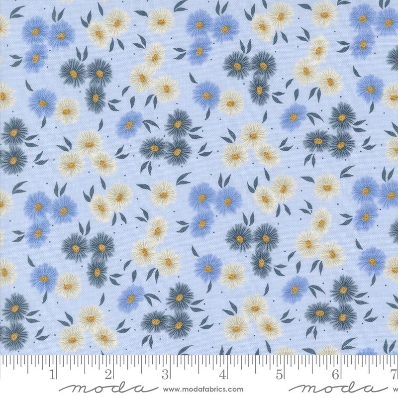 Seaglass Summer fabric: Beach Asters, Dappled Blue