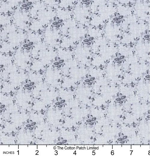 Radiance fabric, Small Floral, Light Denim