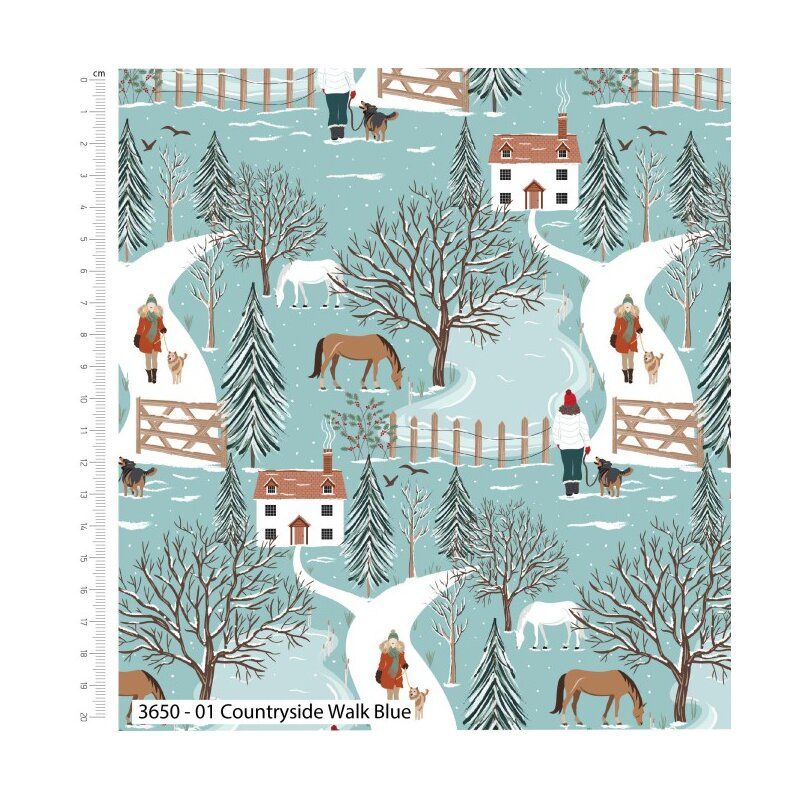 Christmas in the Country fabric: Countryside Walk Blue