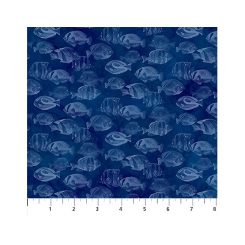 Coral Reef fabric: Shoal, Dark Blue