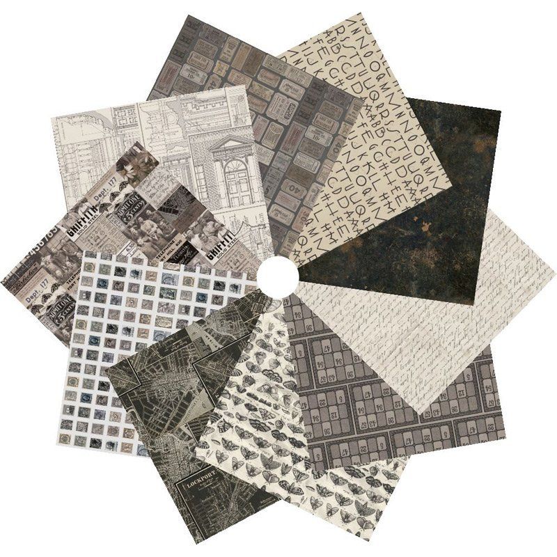 Tim Holtz Eclectic Elements Palette Charcoal Fat Quarter Pack