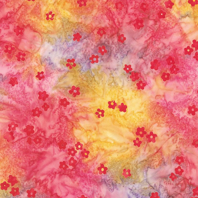 Wild Poppies Batik fabric: Sunset