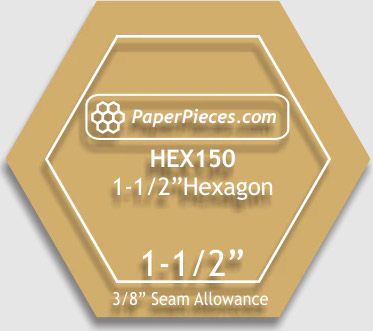 English Paper Piecing Hexagon 1.5" Acrylic Template