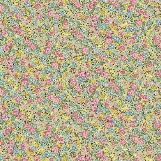 Petite Fleur Fabric: Rose, Green