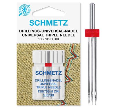 Schmetz Triple Sewing Machine Needles (2.5/80) 1 needle Schmetz Triple Sewing Machine Needles (2.5/80) 1 needle