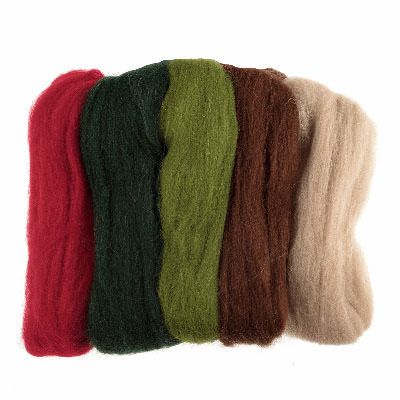 Natural Wool Roving 50g Assorted Christmas Natural Wool Roving 50g Assorted Christmas