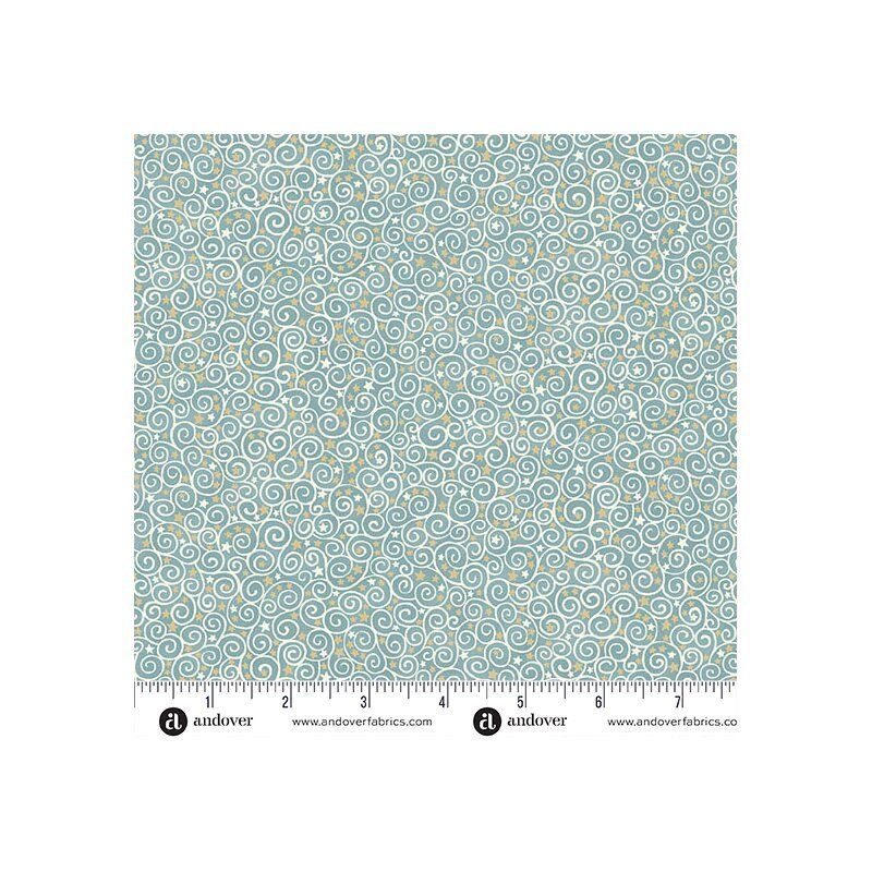 Charmed Fabric, Scroll, Teal Charmed Fabric, Scroll, Teal