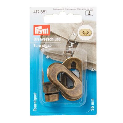 Prym Bag Turn Clasp Antique Brass
