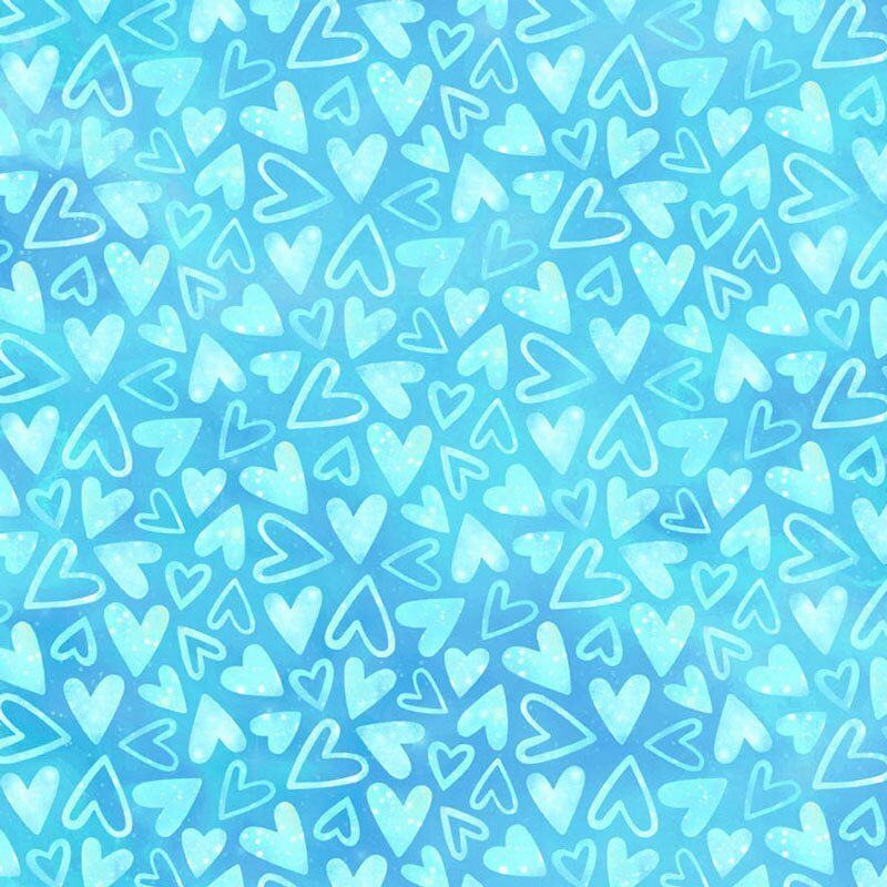 Unicorn Sparkle Magic fabric, Hearts on Blue