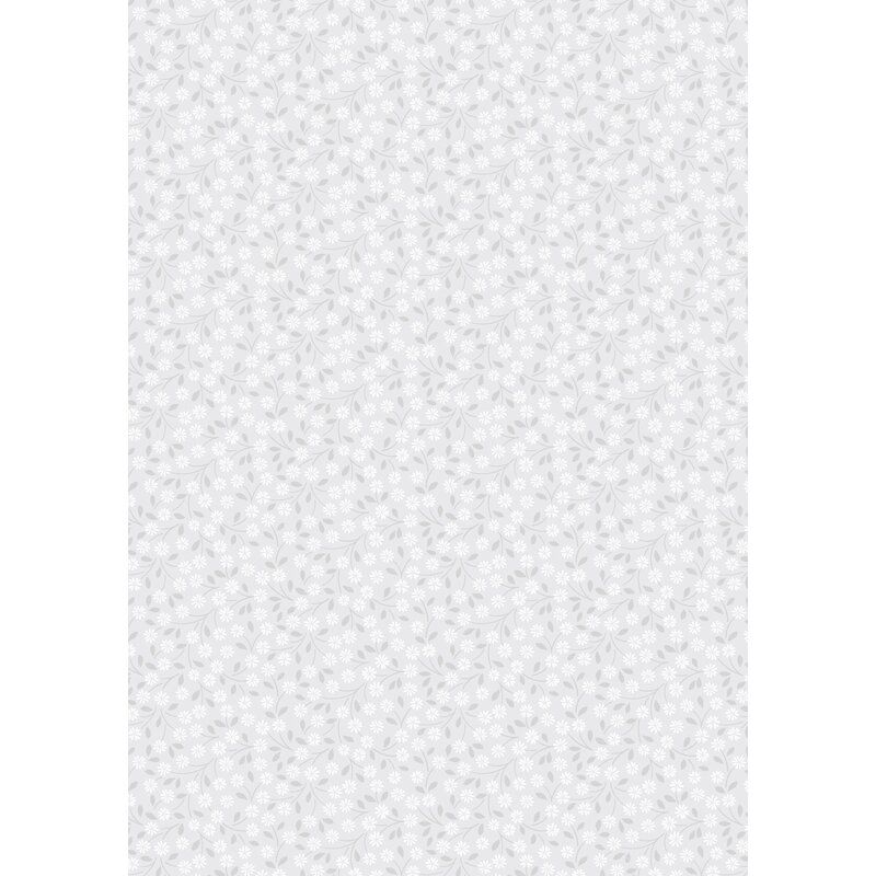 Forever Blooms fabric: Interlaced Blossoms, Bright Grey