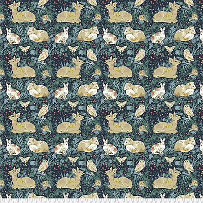 Land Art fabric: Mini Enchanted Forest Navy 60cm Panel