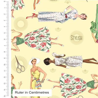 Simplicity Vintage Sewing fabric: Fashion Icons (per 1/4 metre) Simplicity Vintage Sewing fabric: Fashion Icons (per 1/4 metre)