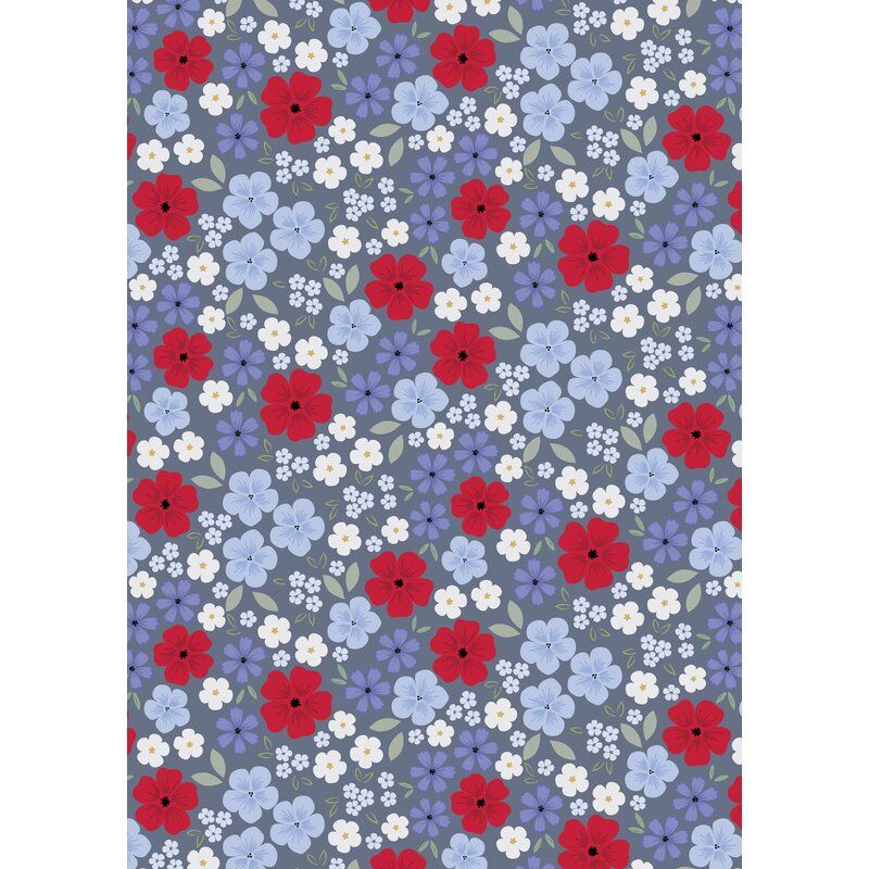 Forever Blooms fabric: Floral Palette, Slate Grey