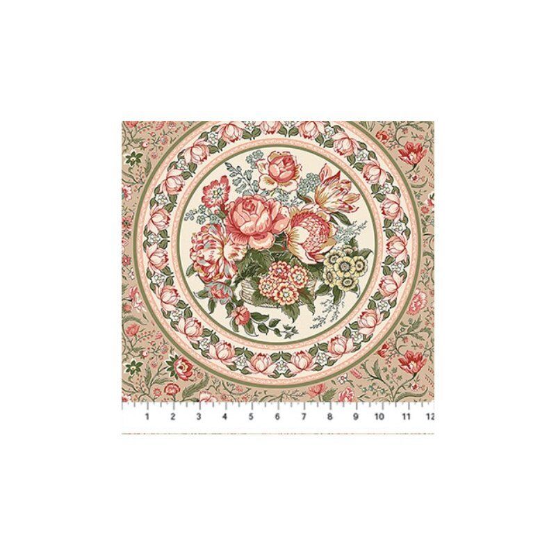 Manoir Antiques Roadshow fabric: Medallion, Tan Multi