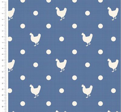 Blue Skies and Nutmeg fabric: Blue Chicken (per 1/4 metre) Blue Skies and Nutmeg fabric: Blue Chicken (per 1/4 metre)