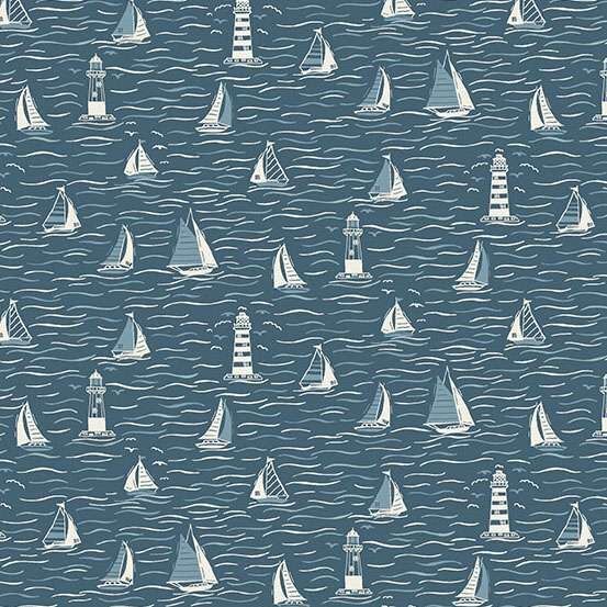 Driftwood fabric, Sailing, Blue