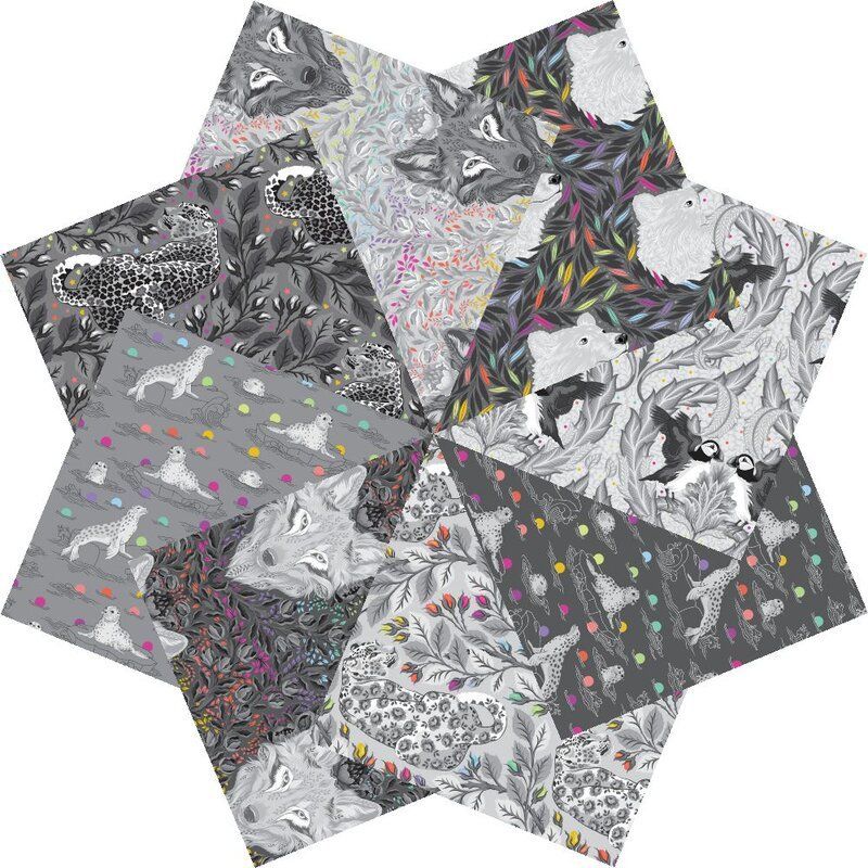 Graywork Animals Fat Quarter Bundle, Tula Pink