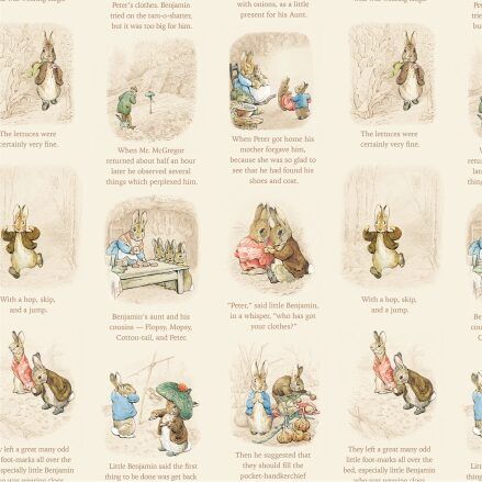 Peter Rabbit and Benjamin Bunny fabric: Storytime, Cream