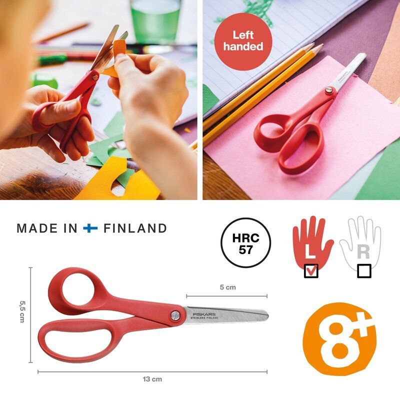 Fiskars Classic Universal Kids Left-Handed Scissors, 13cm