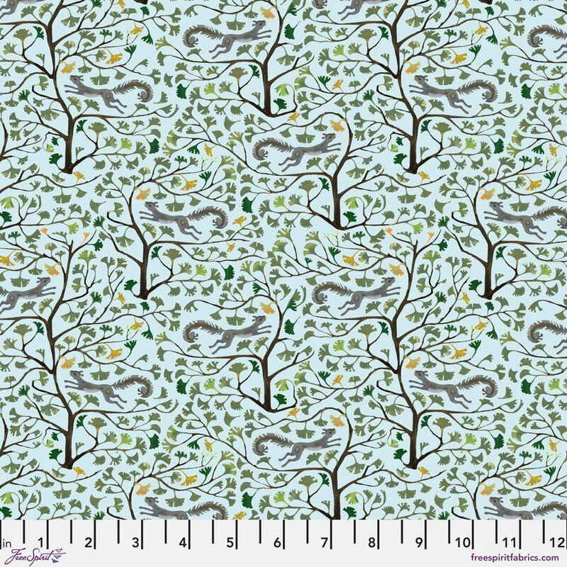 Backyard Wonder fabric: Ginkgo Acrobat, Sky