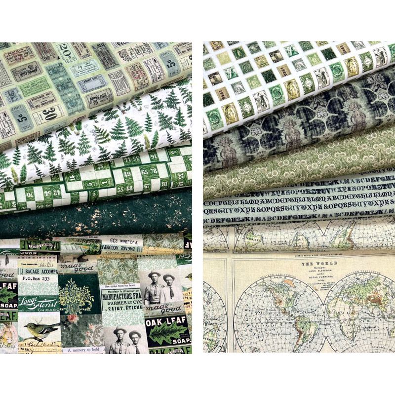 Tim Holtz Eclectic Elements Palette Green Fat Quarter Pack