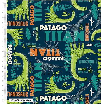 Blast from the Past fabric: Titanosaur Type Navy (per 1/4 metre) Blast from the Past fabric: Titanosaur Type Navy (per 1/4 metre)