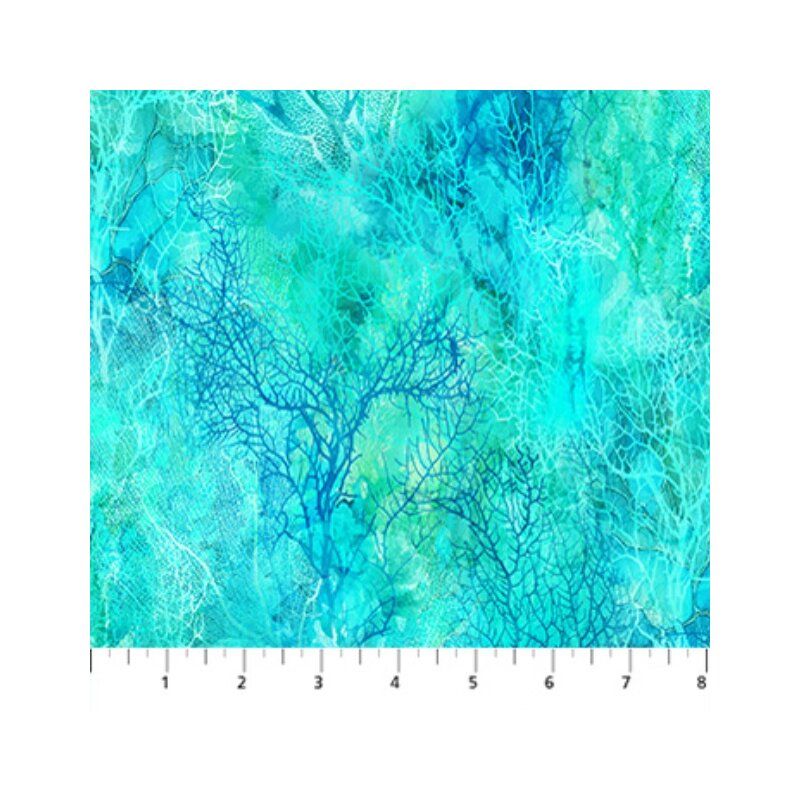 Coral Reef fabric: Coral, Turquoise