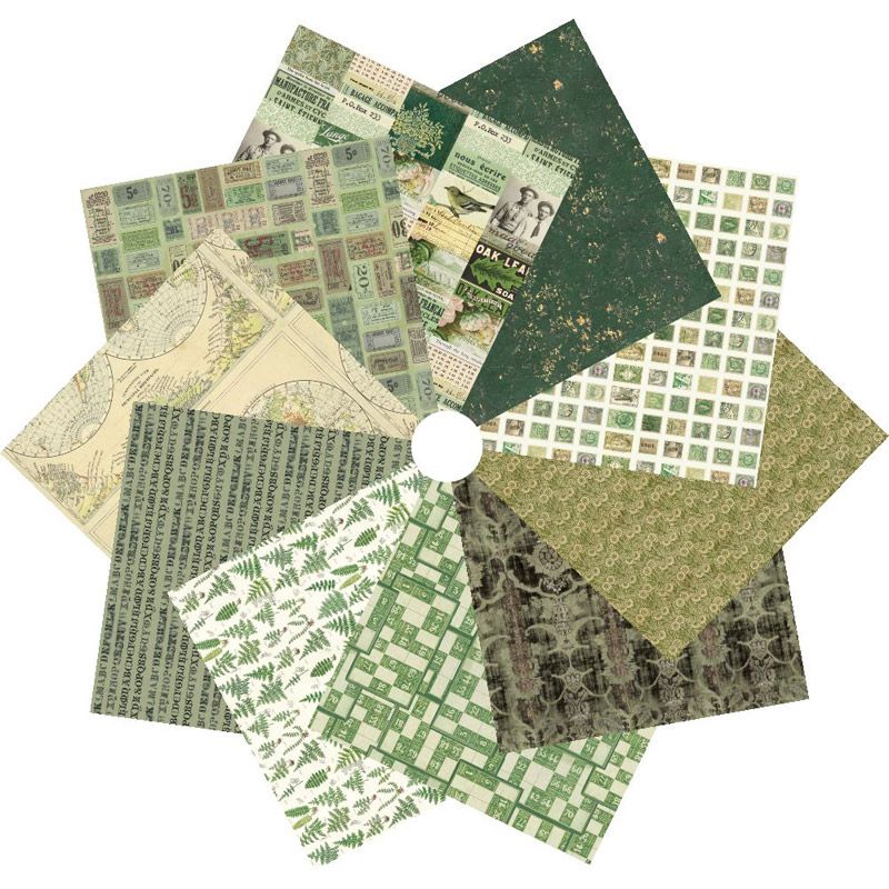 Tim Holtz Eclectic Elements Palette Green Fat Quarter Pack