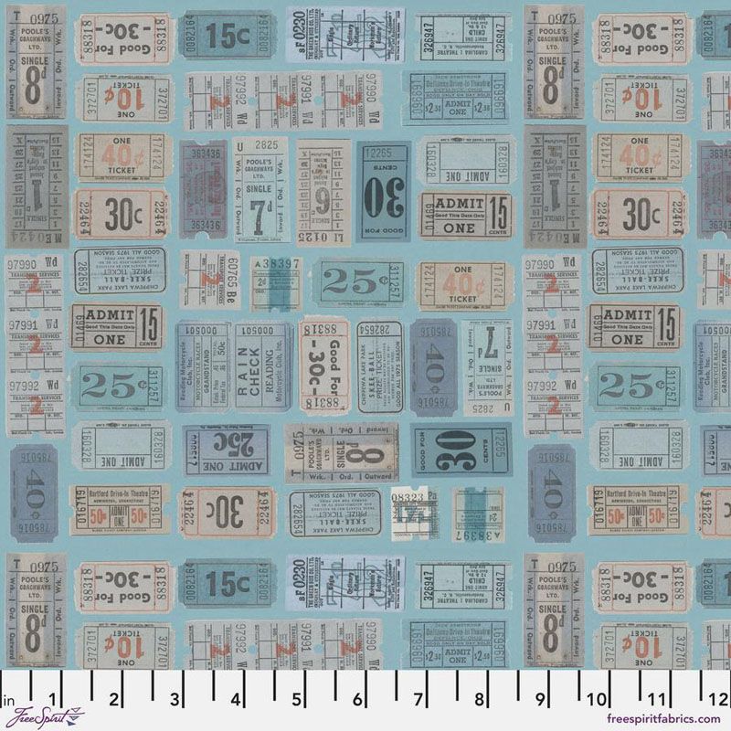 Eclectic Elements Palette fabrics, Blue Tickets