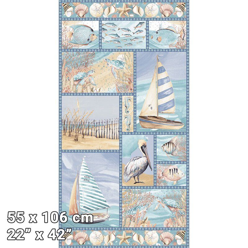 Ocean Oasis fabric: Coastal Panel 24" (60cm) Ocean Oasis fabric: Coastal Panel 24" (60cm)