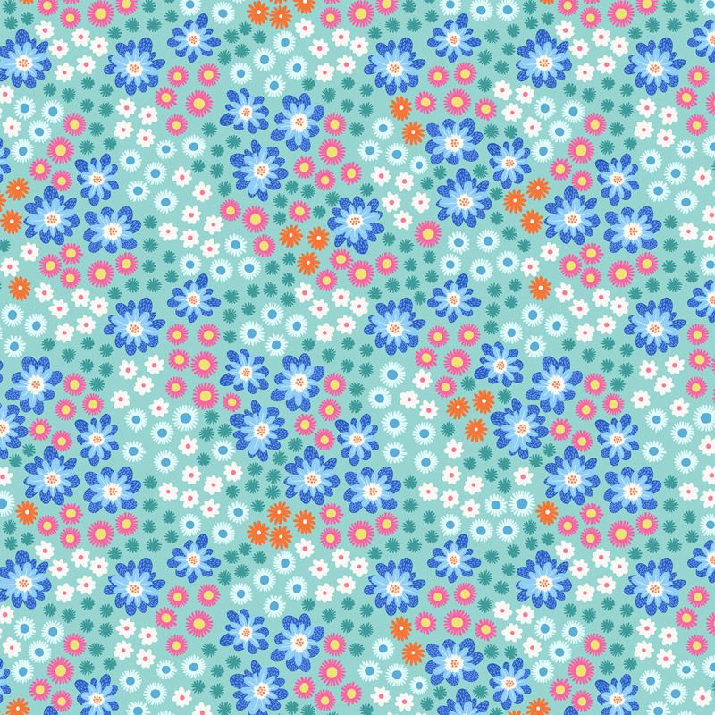 Creative Landscapes fabric: Dotty Flowers on Turquoise
