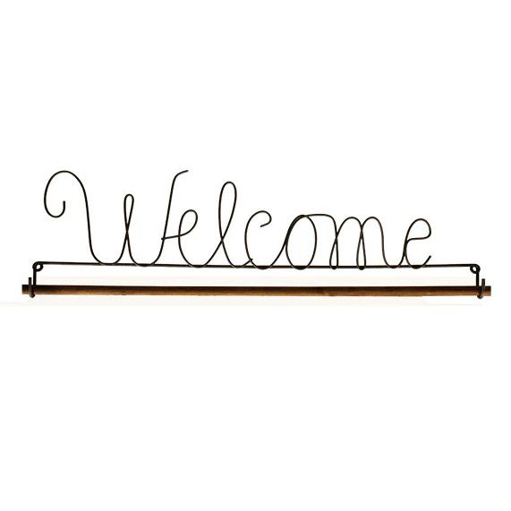 Patchwork Quilt Wire Hanger  Welcome 16"