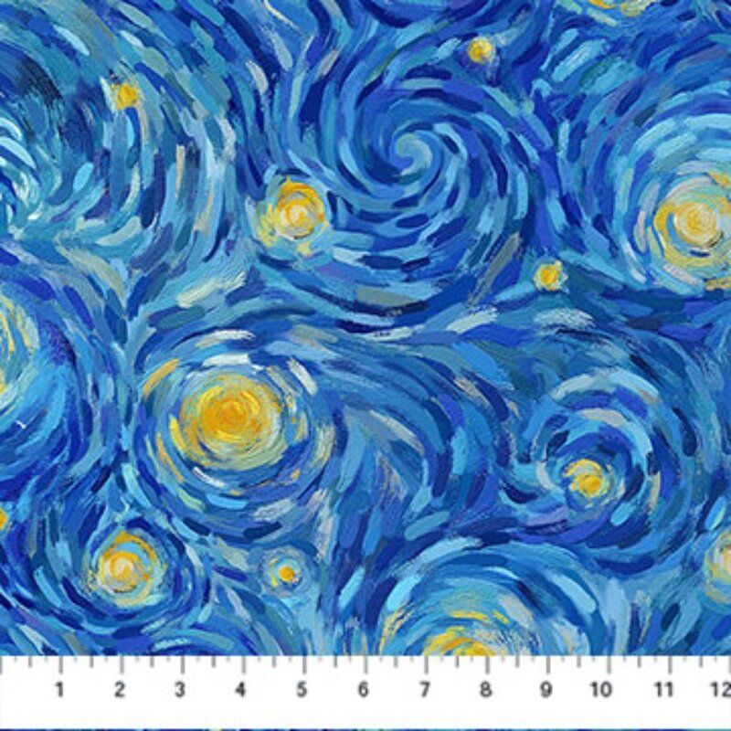 Starry Night fabric: Night Sky, Dark Blue