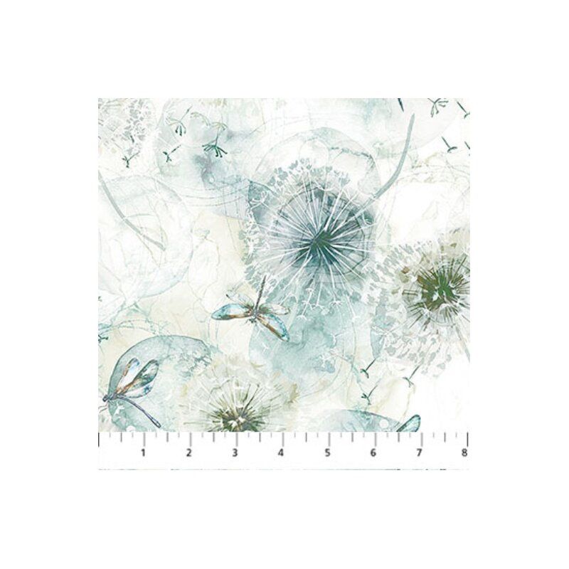 Whisper fabric: Dandelions and Dragonflies