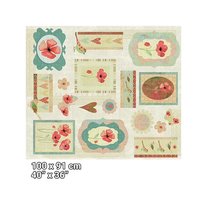 Nature's Way fabric: Poppy Scrapbook Panel 95cm Nature's Way fabric: Poppy Scrapbook Panel 95cm