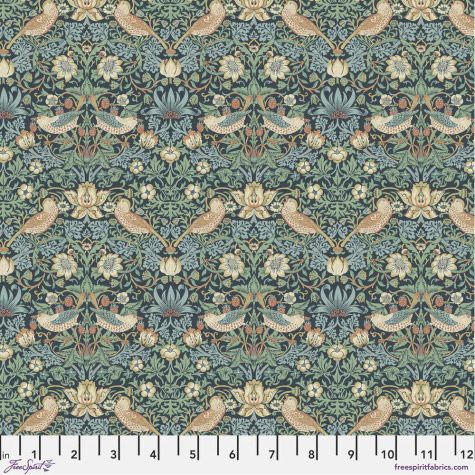 William Morris Thameside Fabric: Mini Strawberry Thief, Marine William Morris Thameside Fabric: Mini Strawberry Thief, Marine