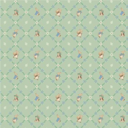 Peter Rabbit and Benjamin Bunny fabric: Lattice, Green