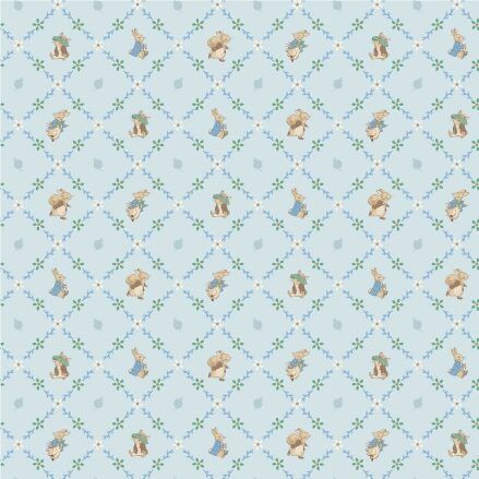 Peter Rabbit and Benjamin Bunny fabric: Lattice, Blue