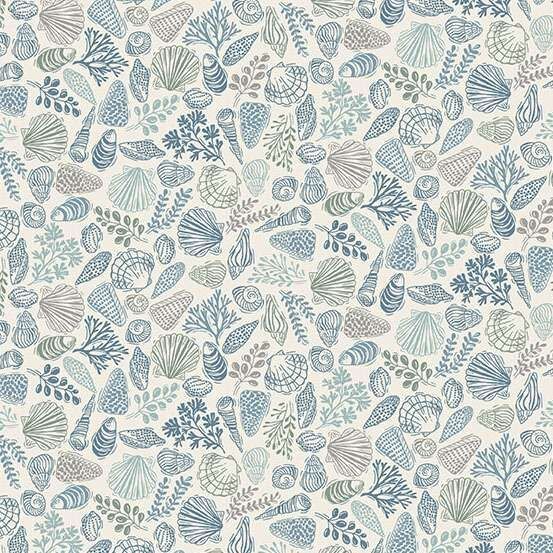 Driftwood fabric, Shells, Cream
