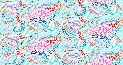 Migration Fabric: Migratory Map Aqua (per 1/4 metre)