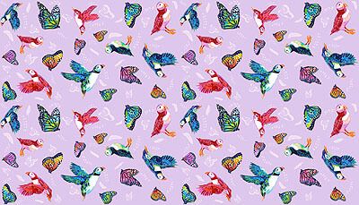 Migration Fabric: Friends in Flight Lavender (per 1/4 metre)