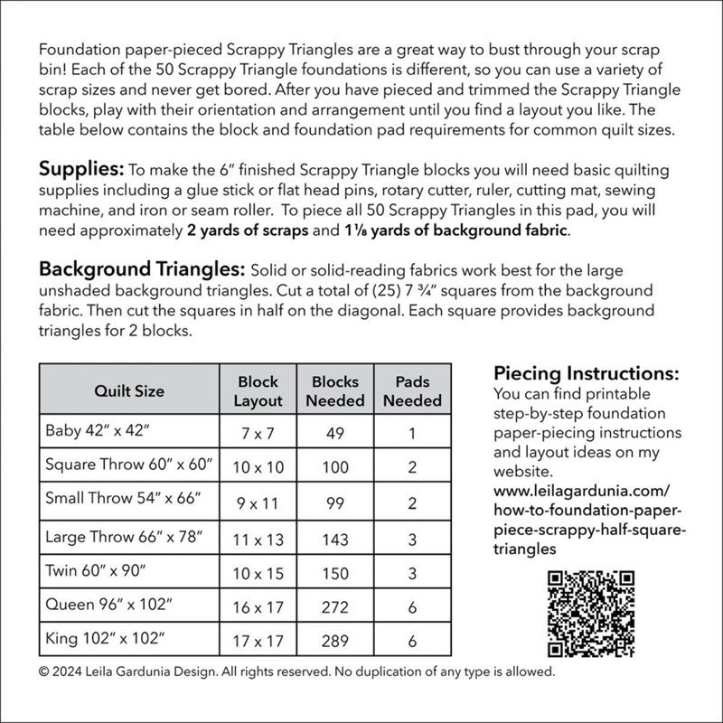 Foundation Piecing Papers: 6 Inch Scrappy Triangles Foundation Piecing Papers: 6 Inch Scrappy Triangles