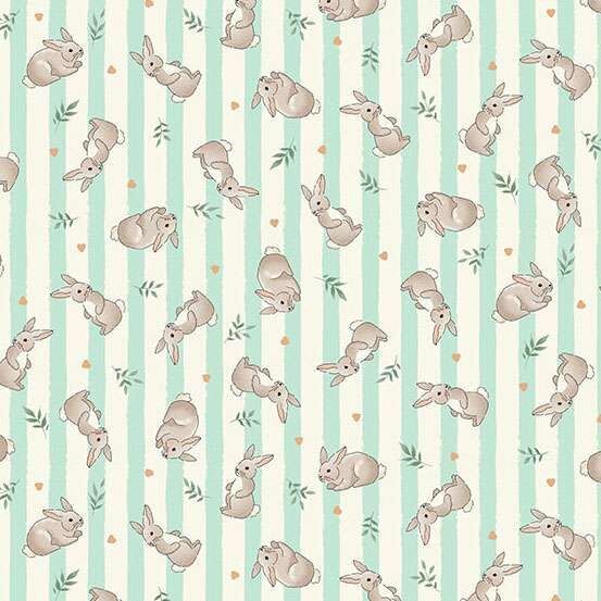 Little Ones Fabric: Bunnies, Teal