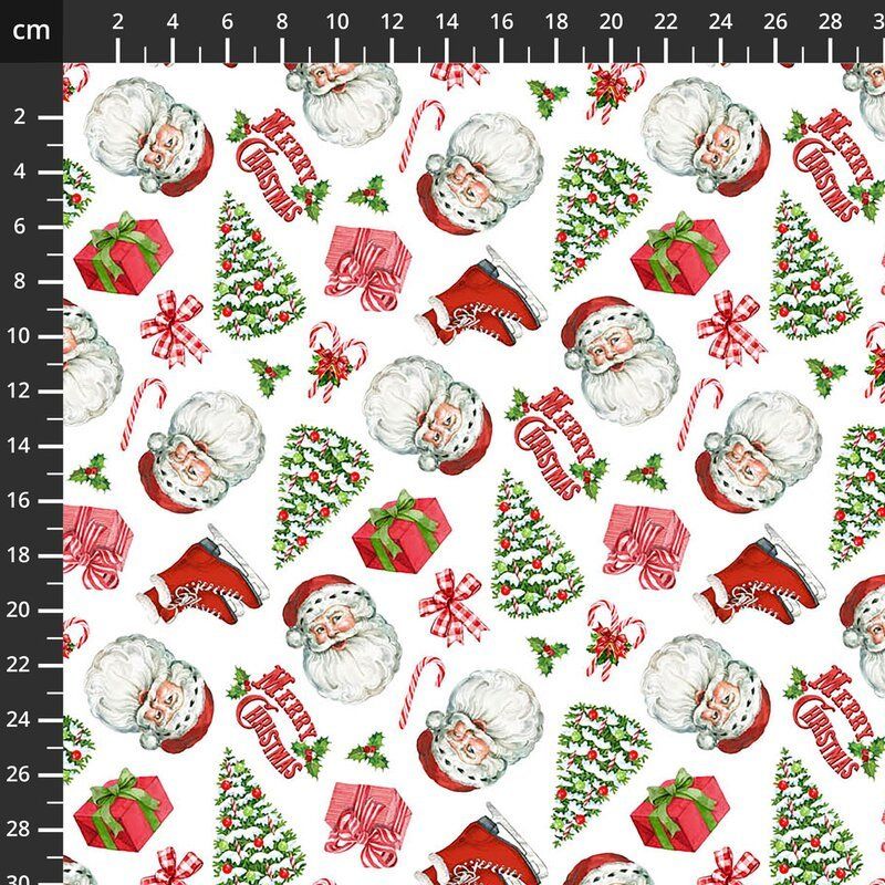 Designer Christmas fabrics, Vintage Christmas Tossed