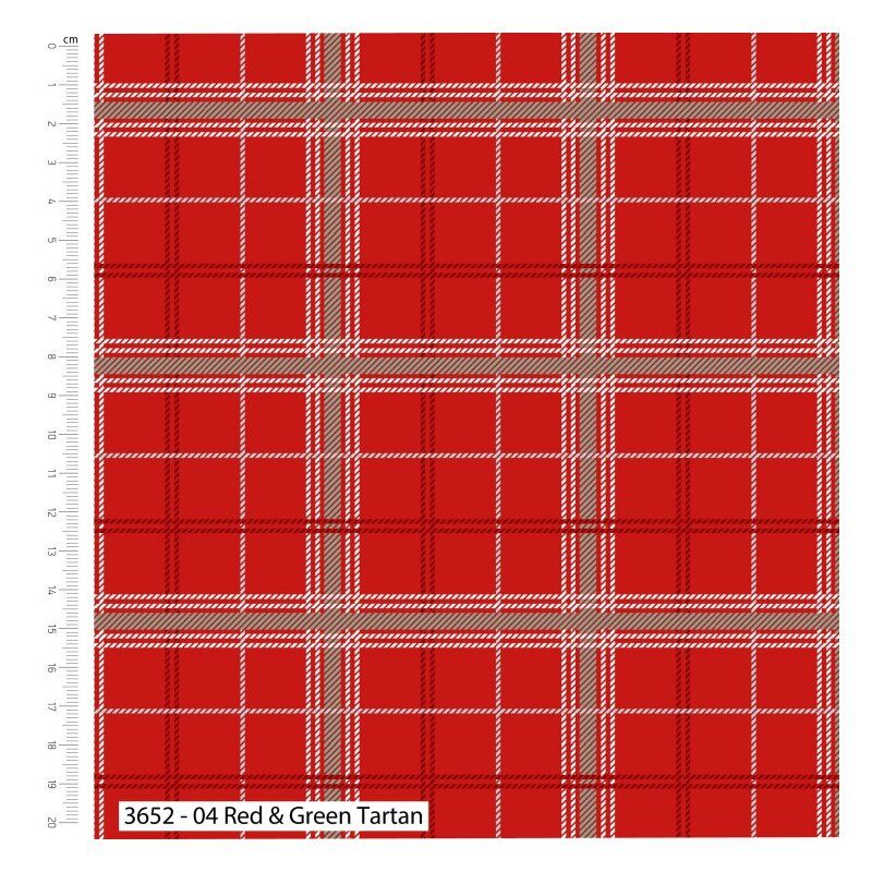 Frosty Paws fabric: Red and Green Tartan