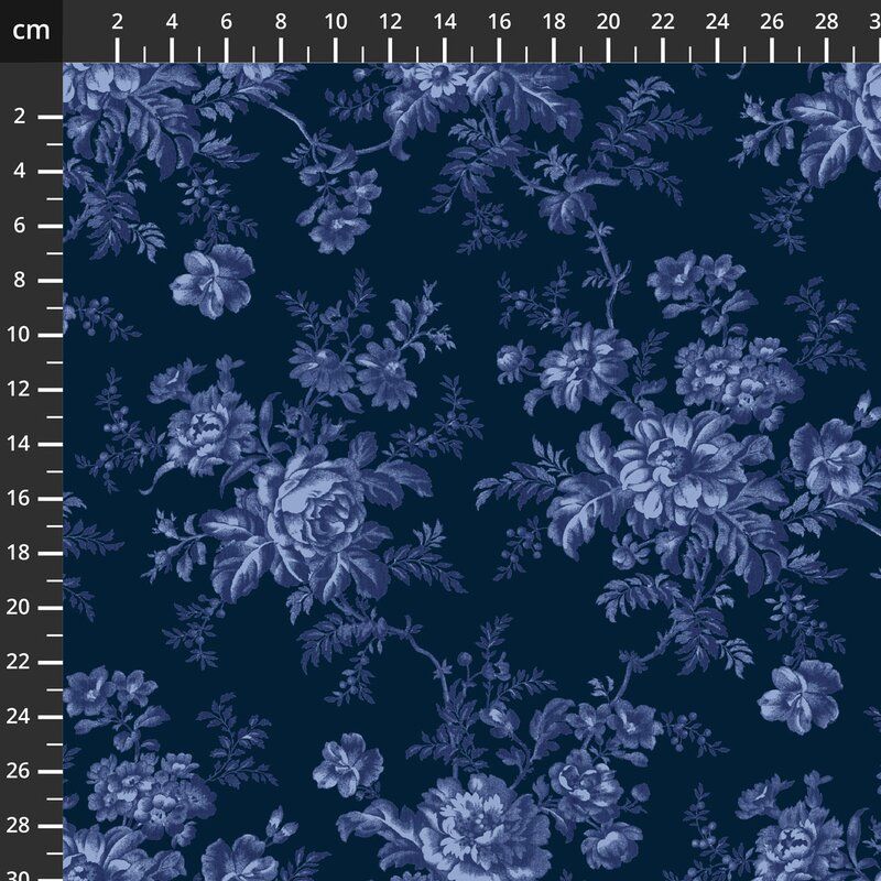 Classic Coordinates, Jasper Blue, Flower Picking Hedge, Indigo